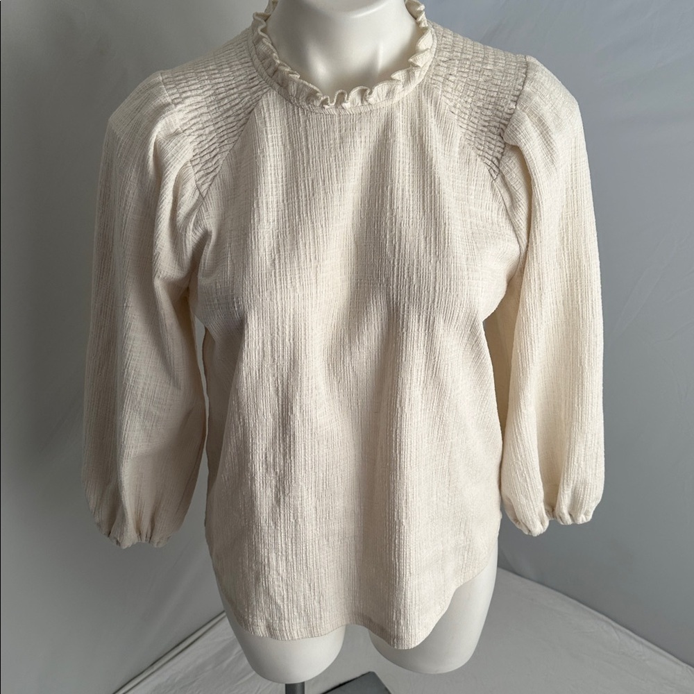 Anthropologie Current Air Jasia linen blend balloon sleeve top